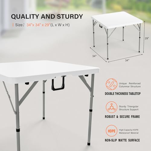 Black 34" Fold in Half Square Plastic Table U227734
