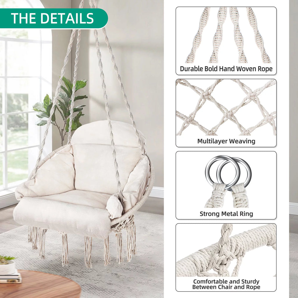 Hanging Hammock Swing Chair with Cushion A740675