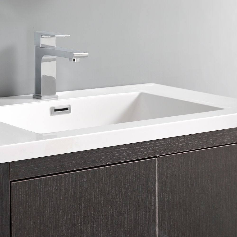 Glossy White Free Standing Bathroom Cabinet with Integrated Sink I74974