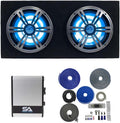Dual 10 Inch 1000 Watt Car Audio Subwoofer Enclosure with RGB Lights Package with Amplifier & Cables N5699