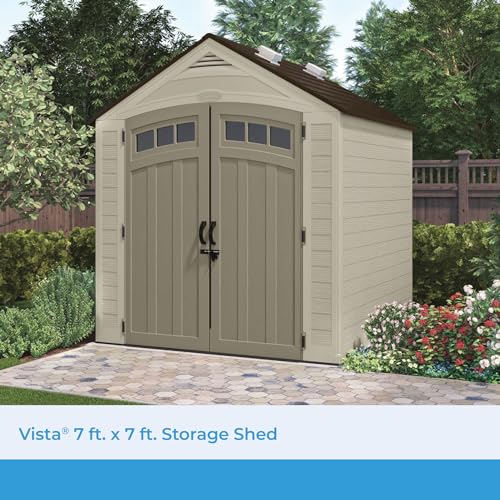 7x7 Storage Shed with Multi-Wall Resin Panels, 4 Skylights, Pad-Lockable Doors, 84" D x 84" W x 98" H G259