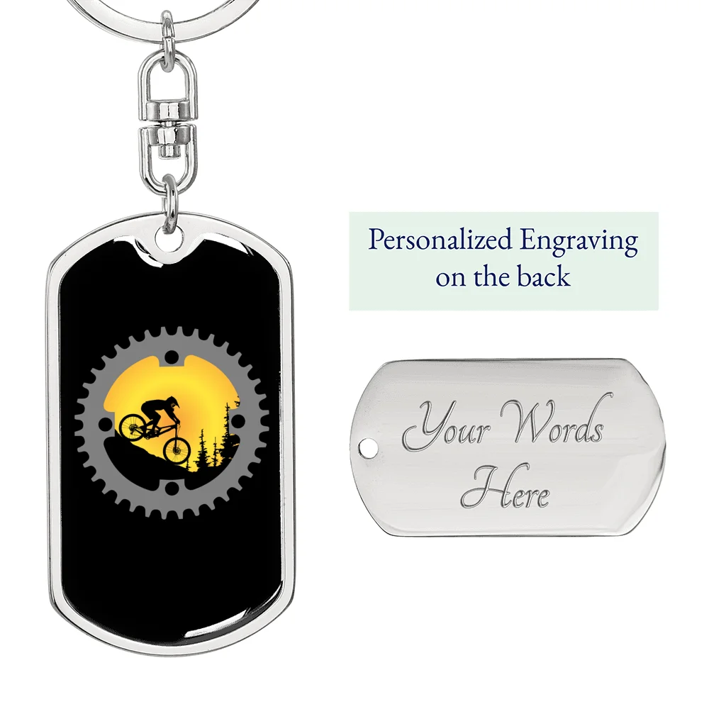 Stainless Steel or 18k Gold Swivel Dog Tag Keychain V227