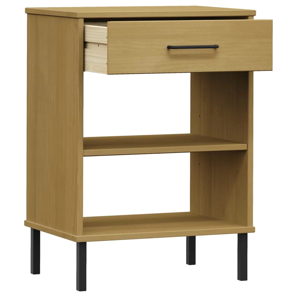 Pine Wood Console Cabinet with Drawer and Shelves Z826