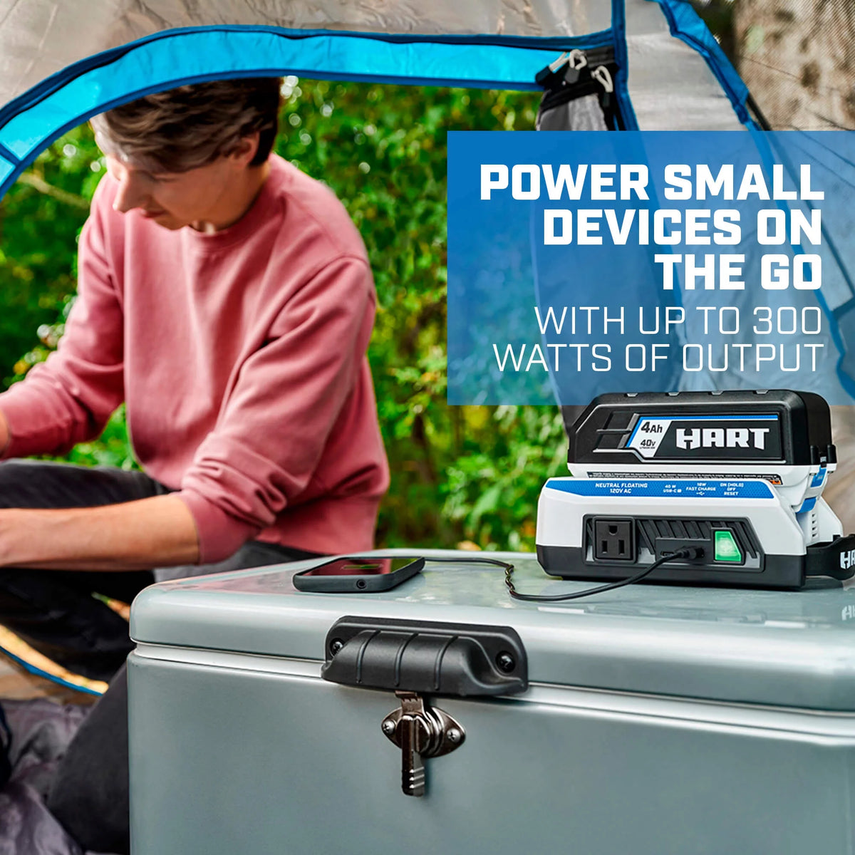 300 Watt Battery Powered Power Source with LED Light and Carry Handle C2187