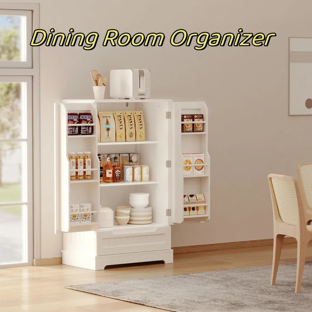 White Kitchen Storage Cabinet with 2 Doors and 1 Drawer Z34086