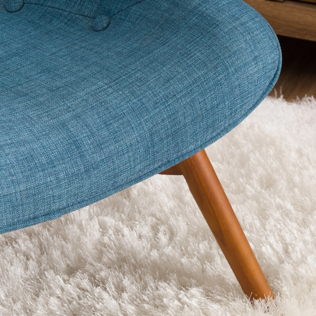 Mid-Century Modern Wingback Fabric Chair and Ottoman Set A48408