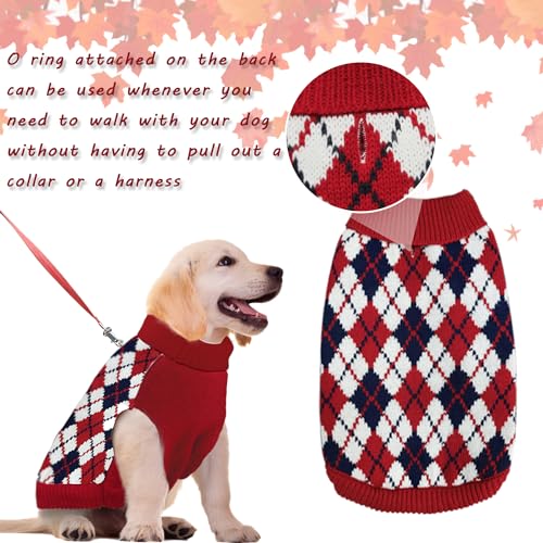 Red Argyle Knit Dog Sweater A4861