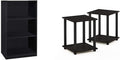 3-Tier Adjustable Shelf Bookcase, Black, End Table, Espresso/Black A19515
