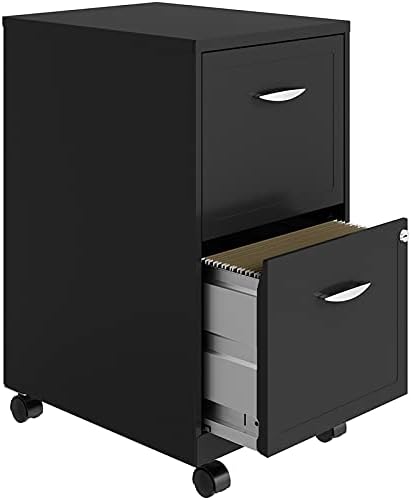 18 2 Drawer Mobile Vertical Metal File Cabinet Metallic Charcoal O23860