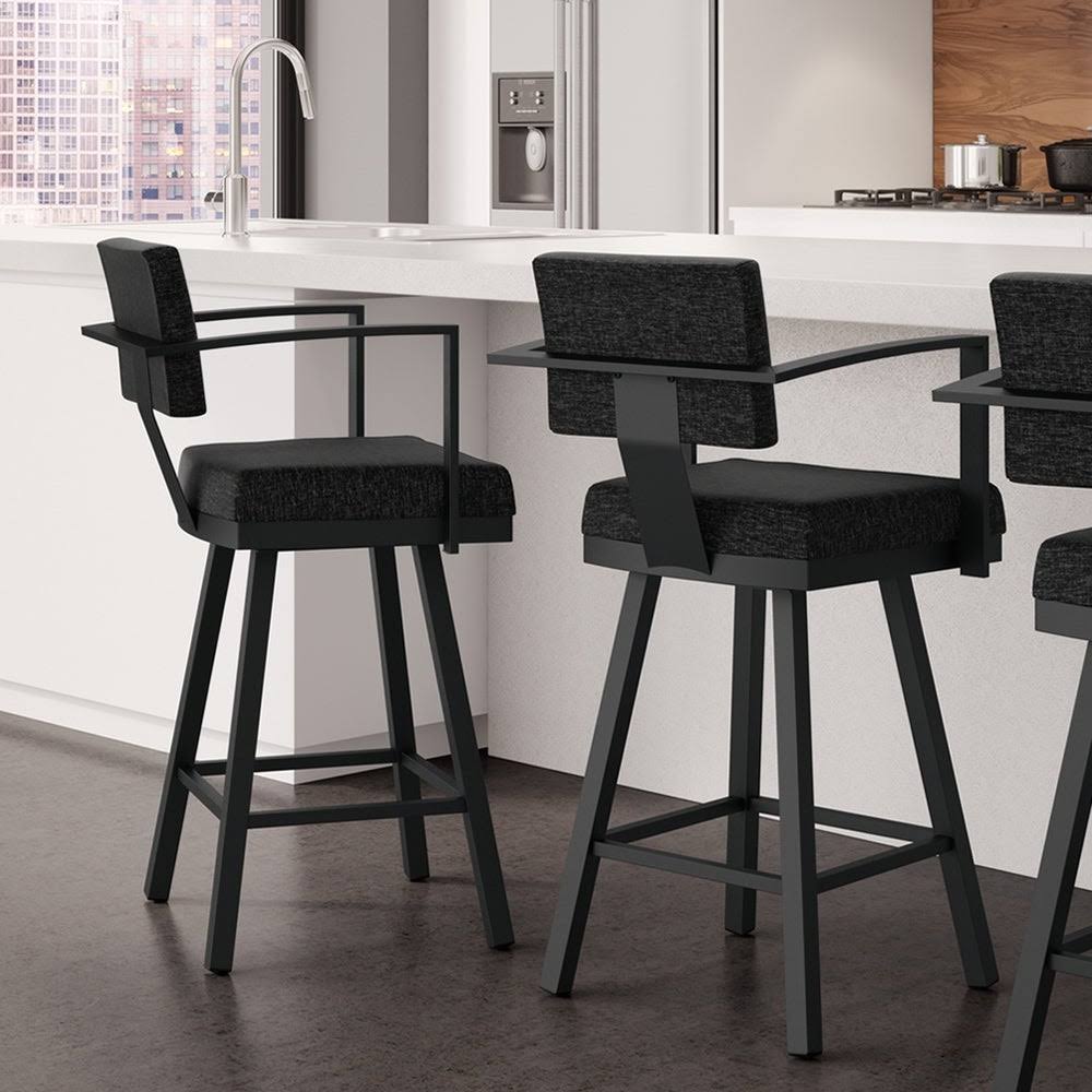 Dark Blue/Black Polyester Swivel Counter Stool B60002