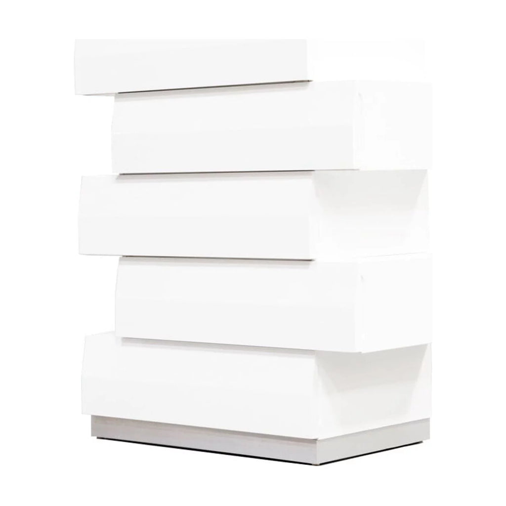 White 5 Drawer Poplar Wood Bedroom Chest E228698