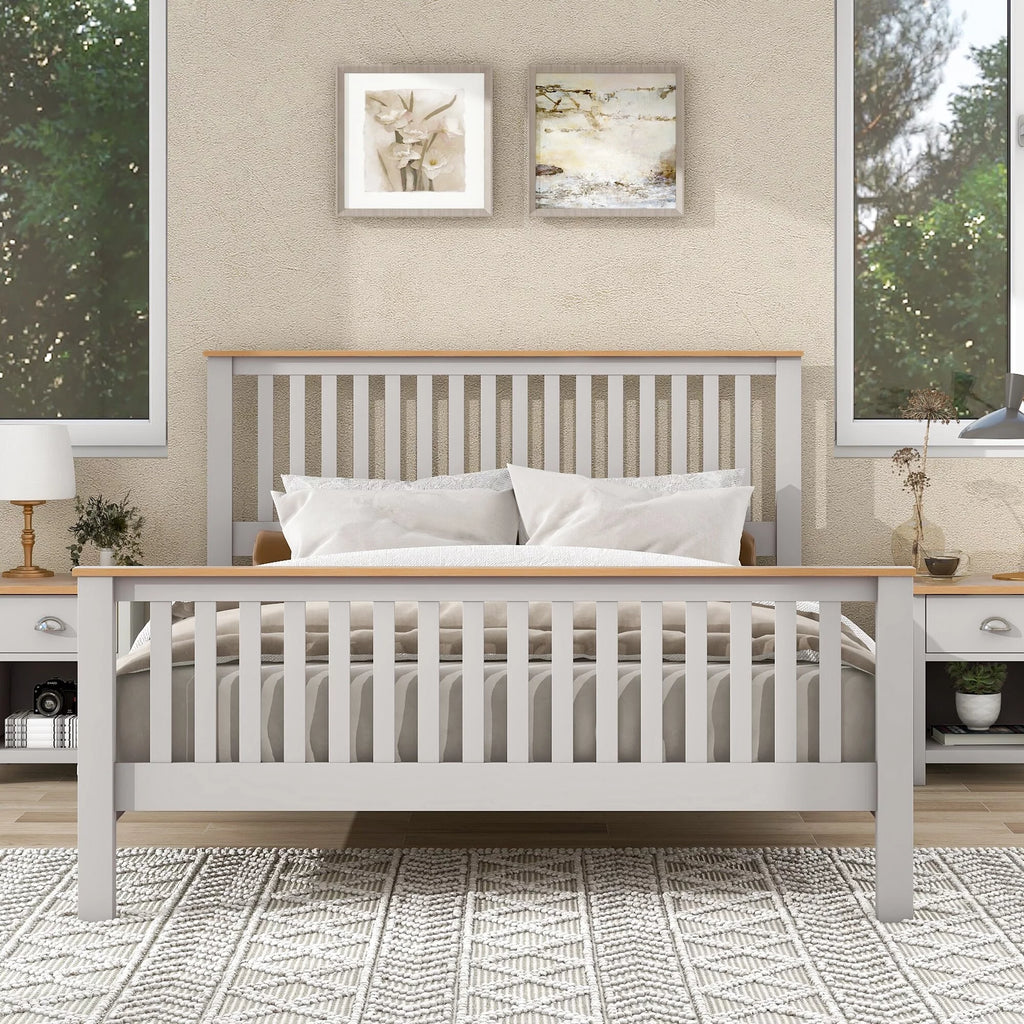 Queen Wood Platform Bed with Headboard & Footboard C6935