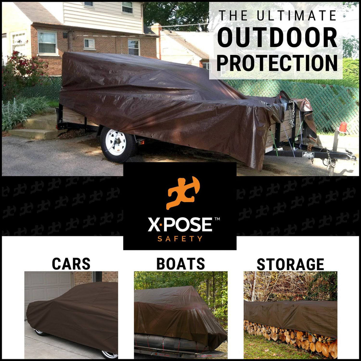 16 x 20 Super Heavy Duty 16 Mil Brown Poly Tarp Cover R8735