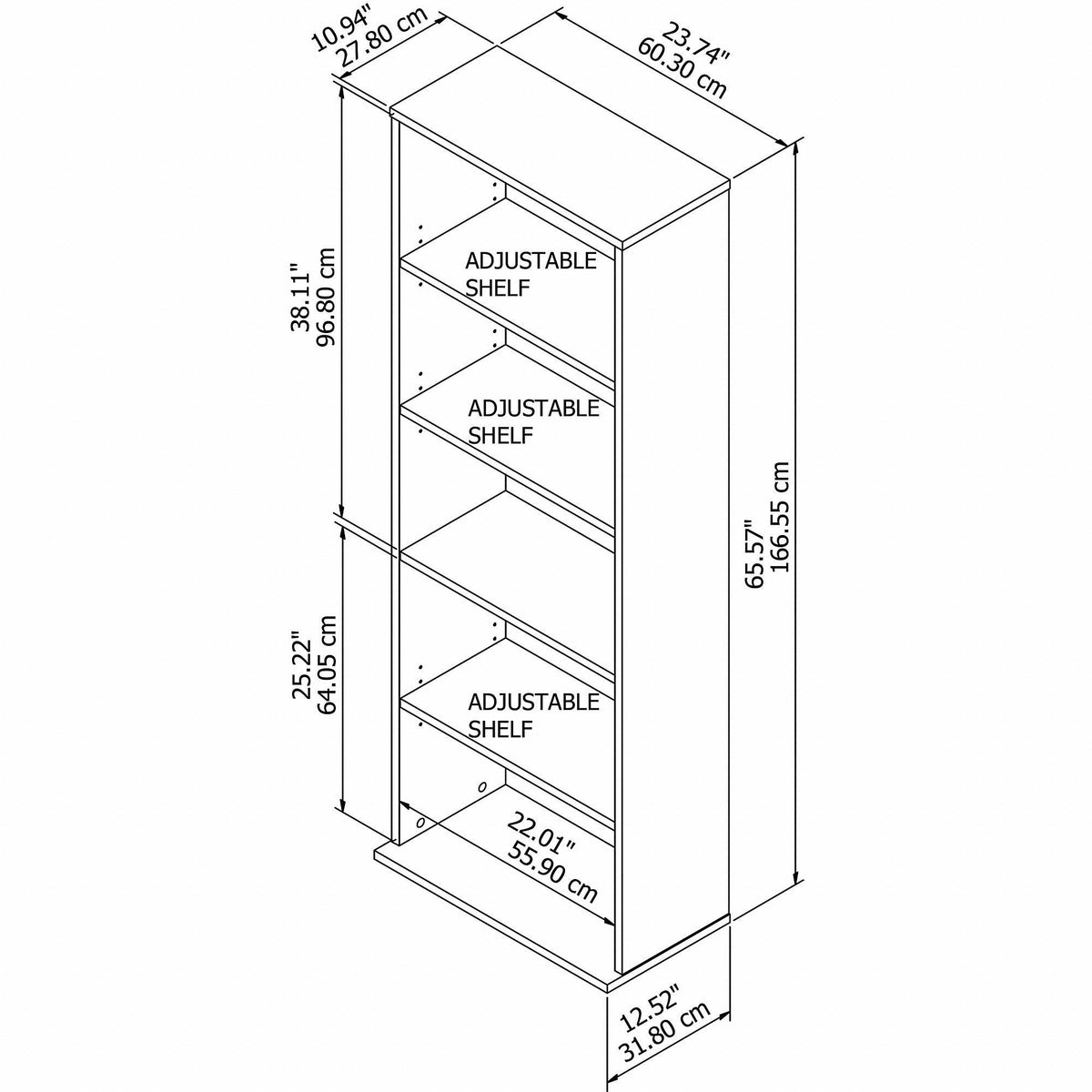 Charcoal Gray 5 Shelf Bookcase G46739