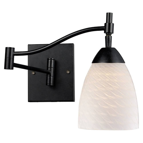 1 Light LED Swingarm Sconce in Dark Rust and White Swirl Glass F248878