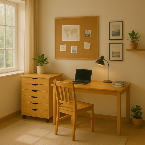 White Solid Wood 6 Drawer Roll Cart R6135