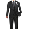 Men's Slim-Fit 3-Piece Textured Solid Lapel Suit - Black 50L W807