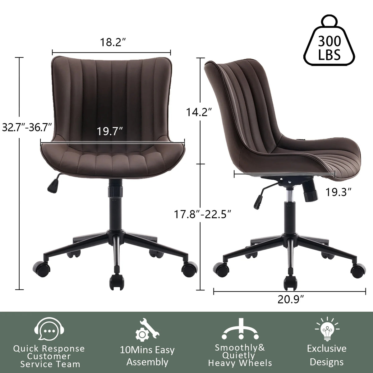 Brown Faux Leather Swivel Office Chair I645151