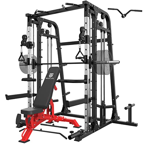 All-in-One Smith Machine Power Cage with Smith Bar and Cable Crossover Machine W7965