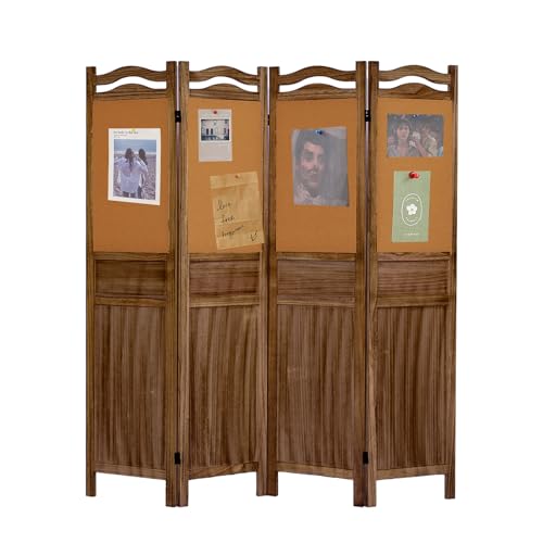 6 Panel Wood Room Divider, Light Brown N6581