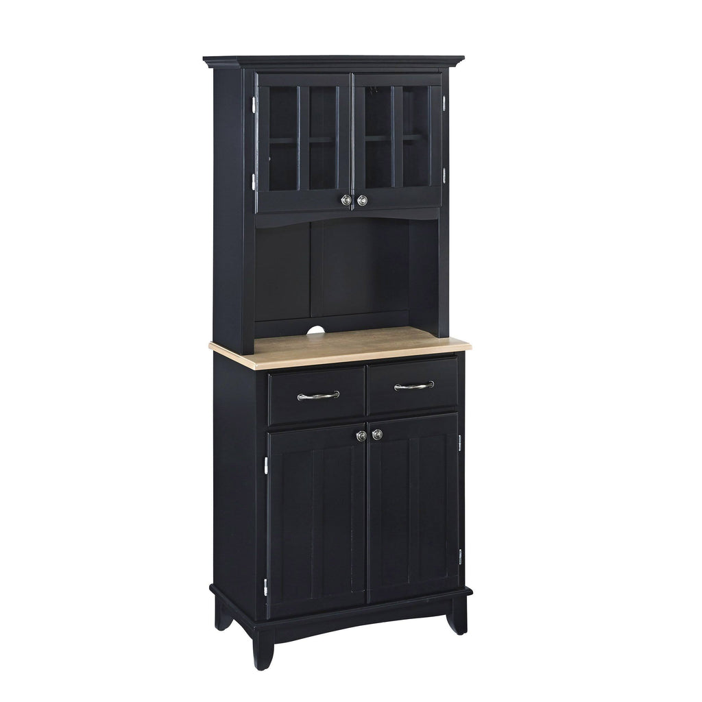 Black Wood Top Buffet with Hutch F84668