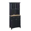 Black Wood Top Buffet with Hutch F84668