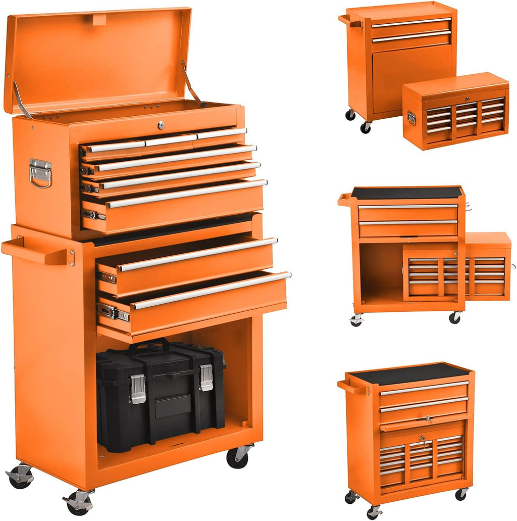 8-Drawer Rolling Tool Chest with 4 Wheels and Lock Y7885