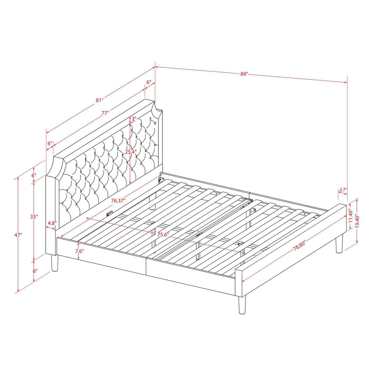3 Pieces Wood King Bedroom Set U397931