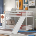 White Bunk Bed with Stairs and Slide T11733