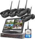 8CH 2K Wireless Security Camera System with 10.1 Monitor, 4pcs 3MP Cameras, 1TB HDD S27955