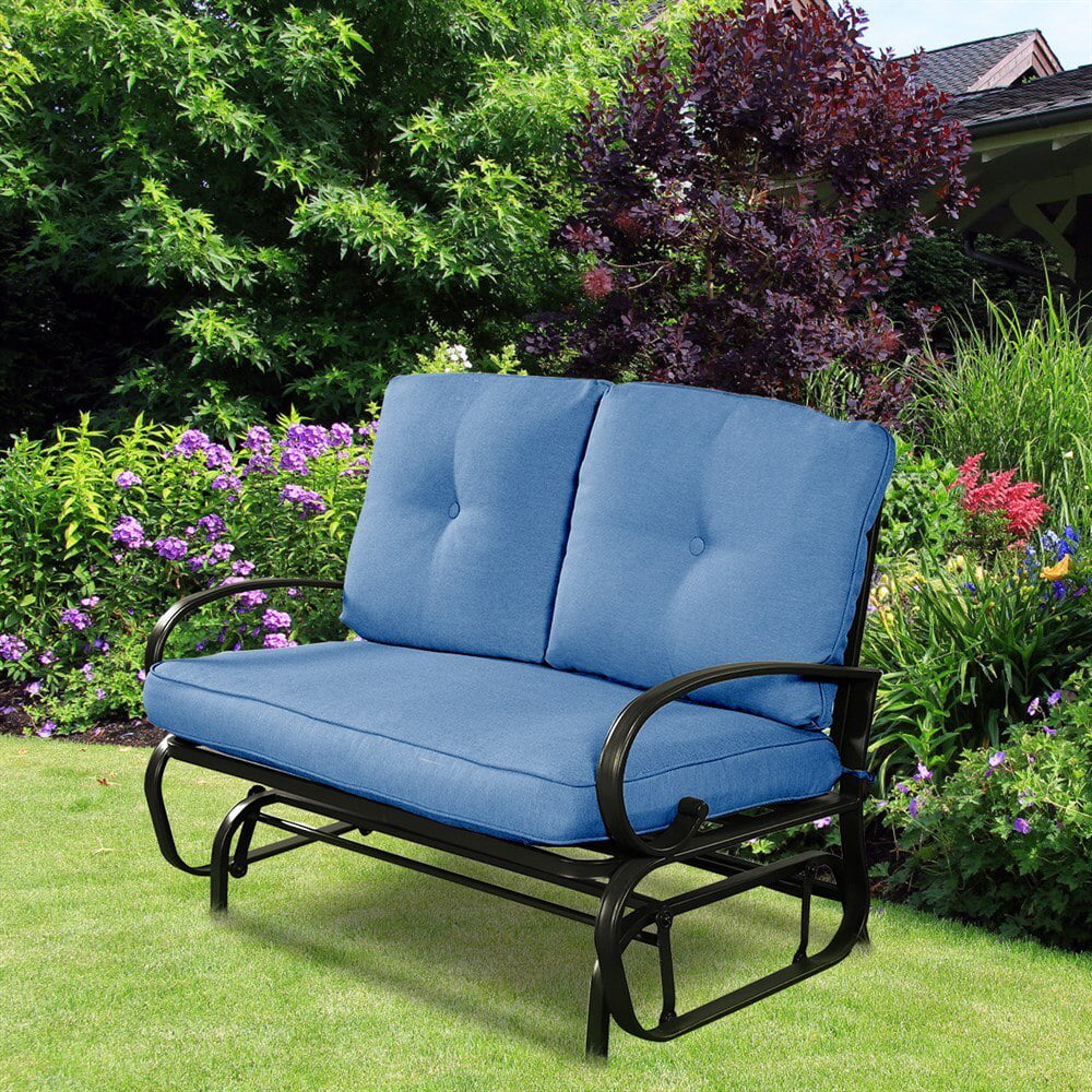 Blue Outdoor Patio Rocking Bench Loveseat R938