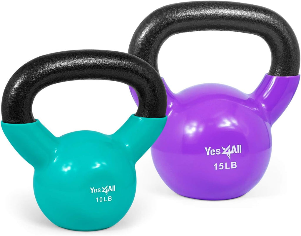 Vinyl Coated Kettlebell Set of 2, 25, 30, 35, 45, 60, 70, 105 lbs W296860