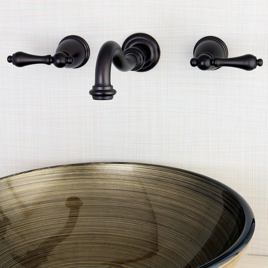 Vintage 2-Handle Wall Mount Bathroom Faucet, Matte Black Q98135