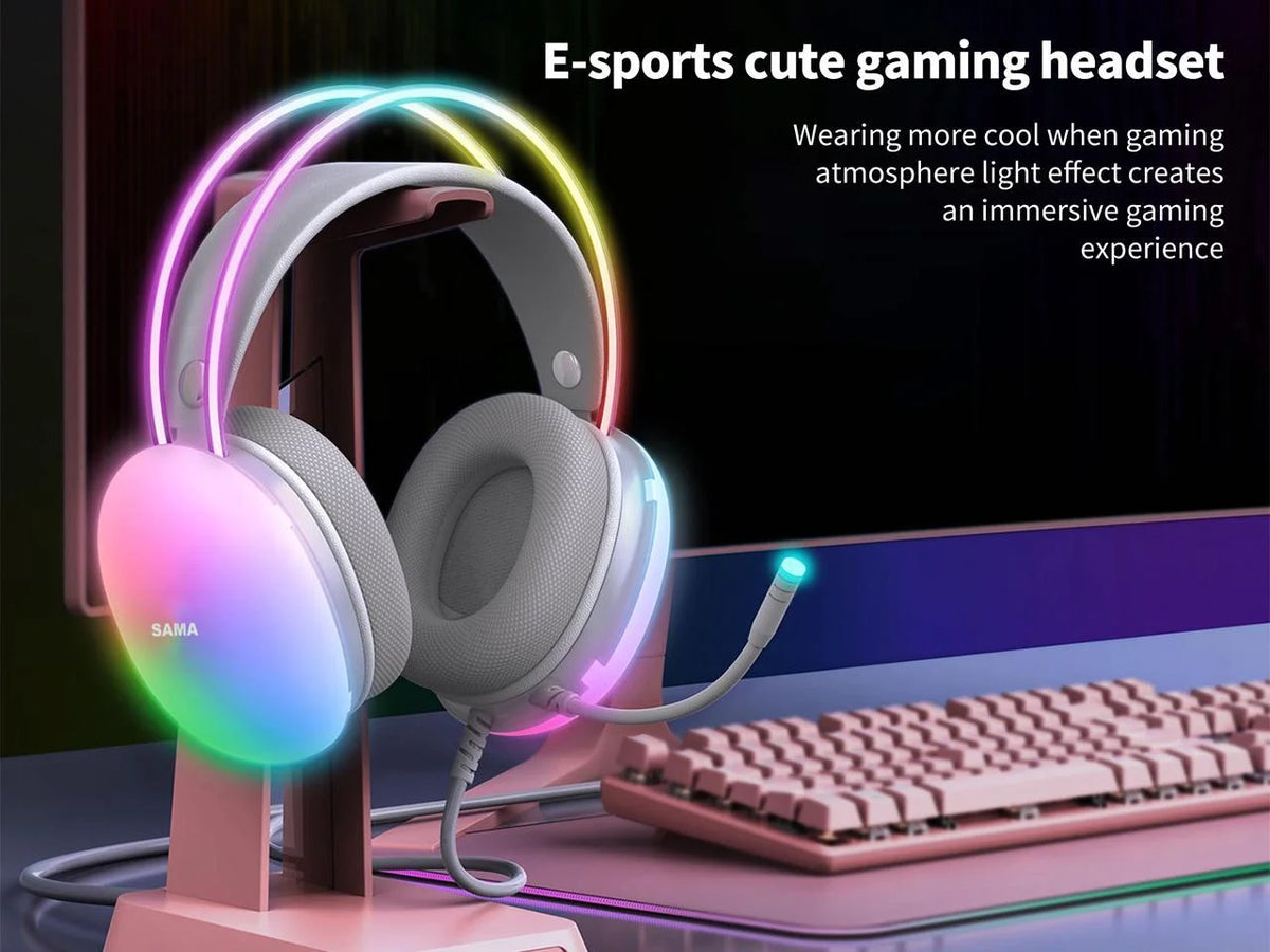 White Wired Gaming Headphone with 7.1 Surround Sound E919