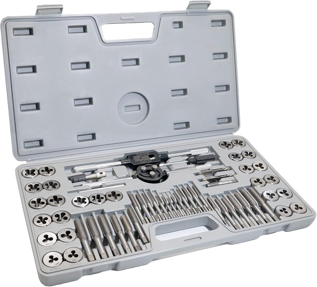110PCS Hardened Alloy Steel Metric Tap and Die Rethreading Tool Set with Storage Case F5485