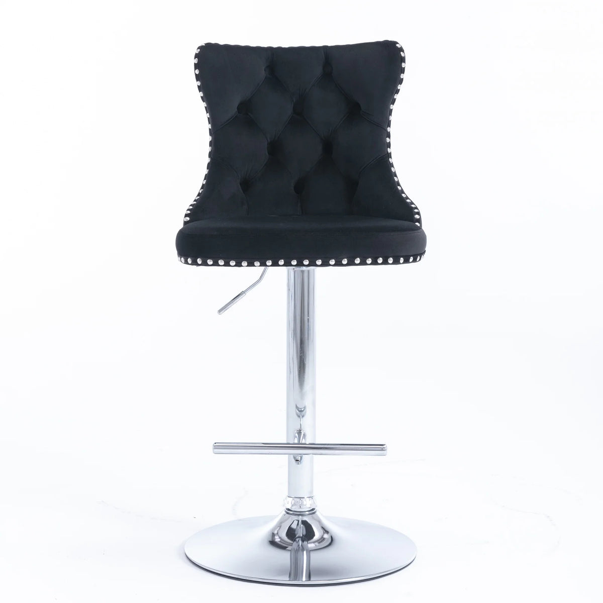Swivel Velvet Barstools with Backs, Set of 2, Black K490269