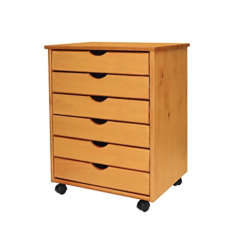 White Solid Wood 6 Drawer Roll Cart R6135