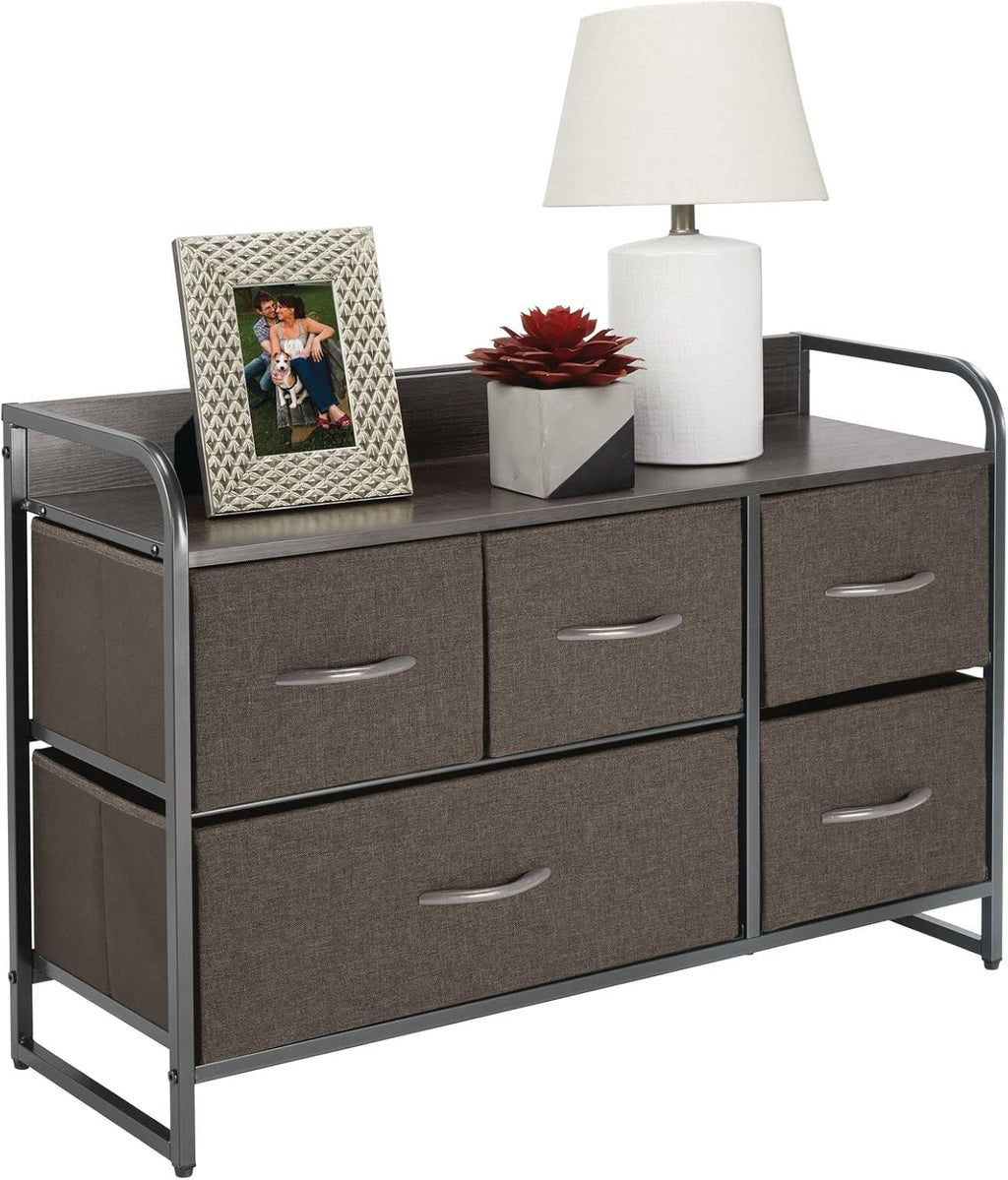 5 Removable Fabric Drawers Coffee Espresso Brown Storage Dresser L633
