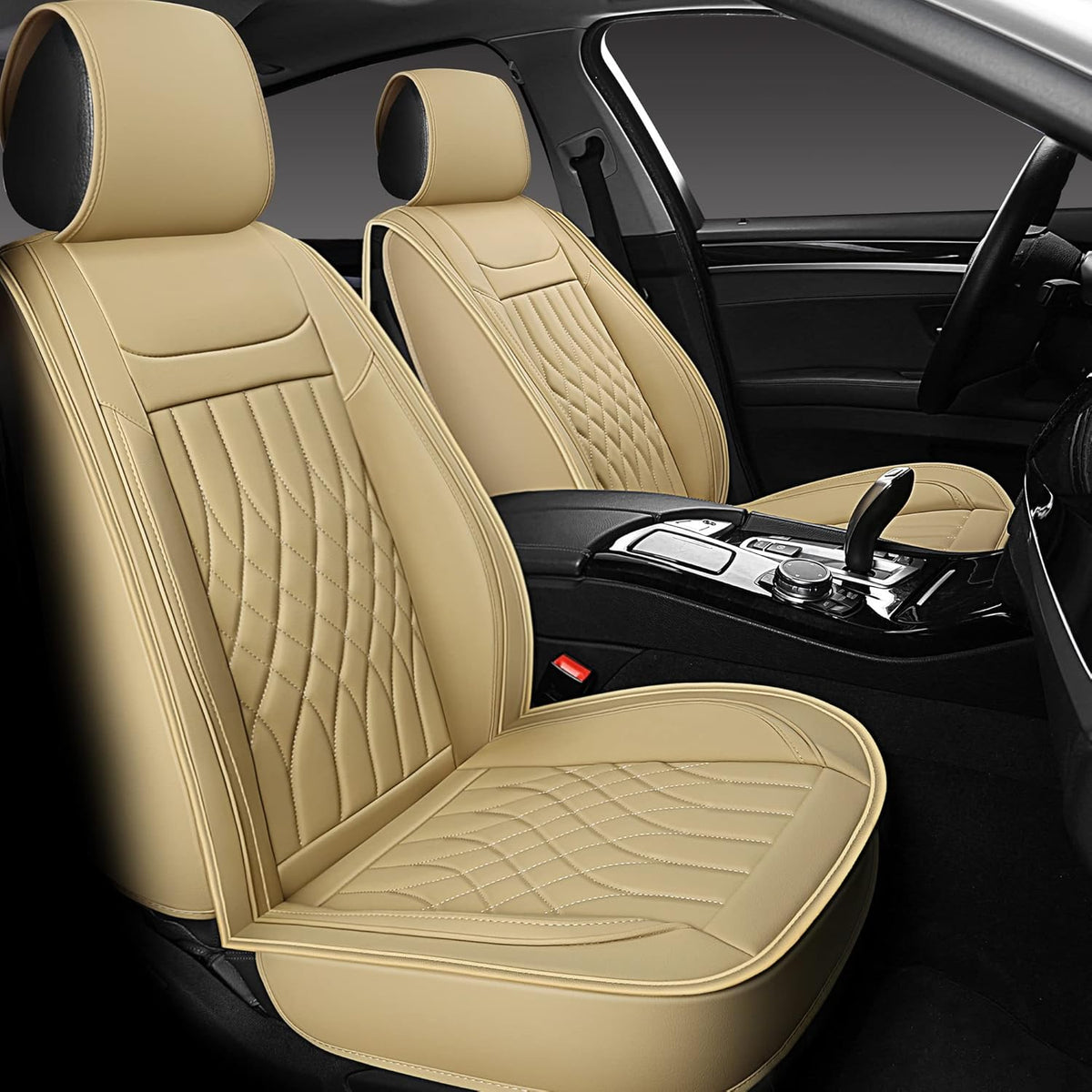 Grey Leather Car Seat Covers 2 PCS Front P87660