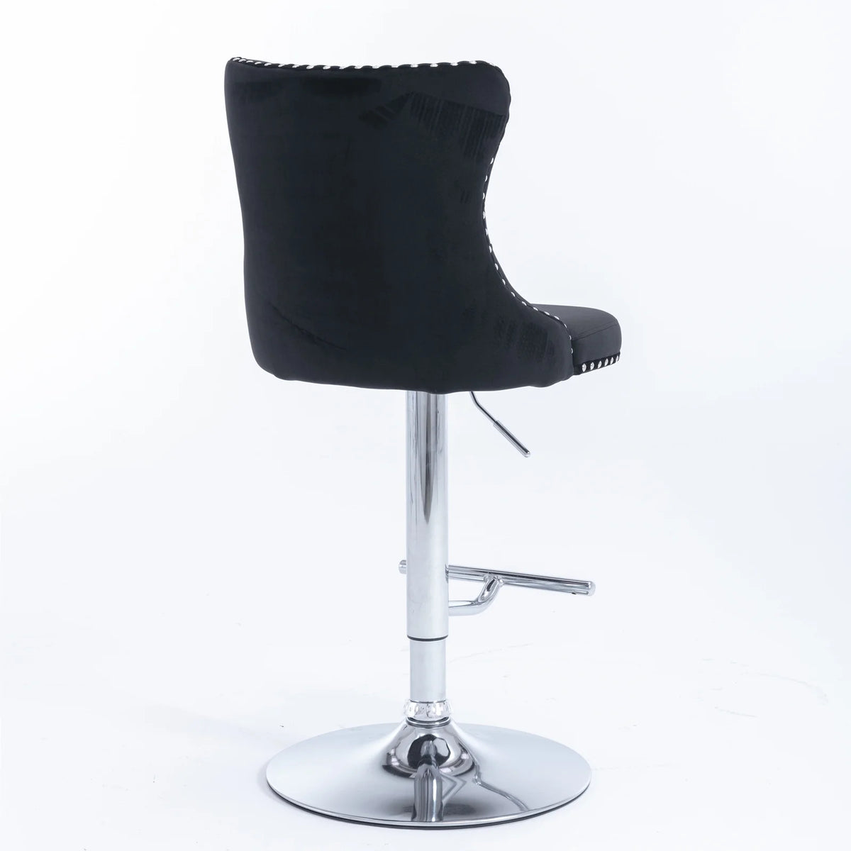 Swivel Velvet Barstools with Backs, Set of 2, Black K490269