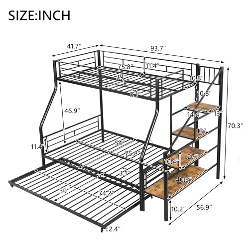 Twin Over Twin Metal Bunk Bed with Drawers (Black) Z907095
