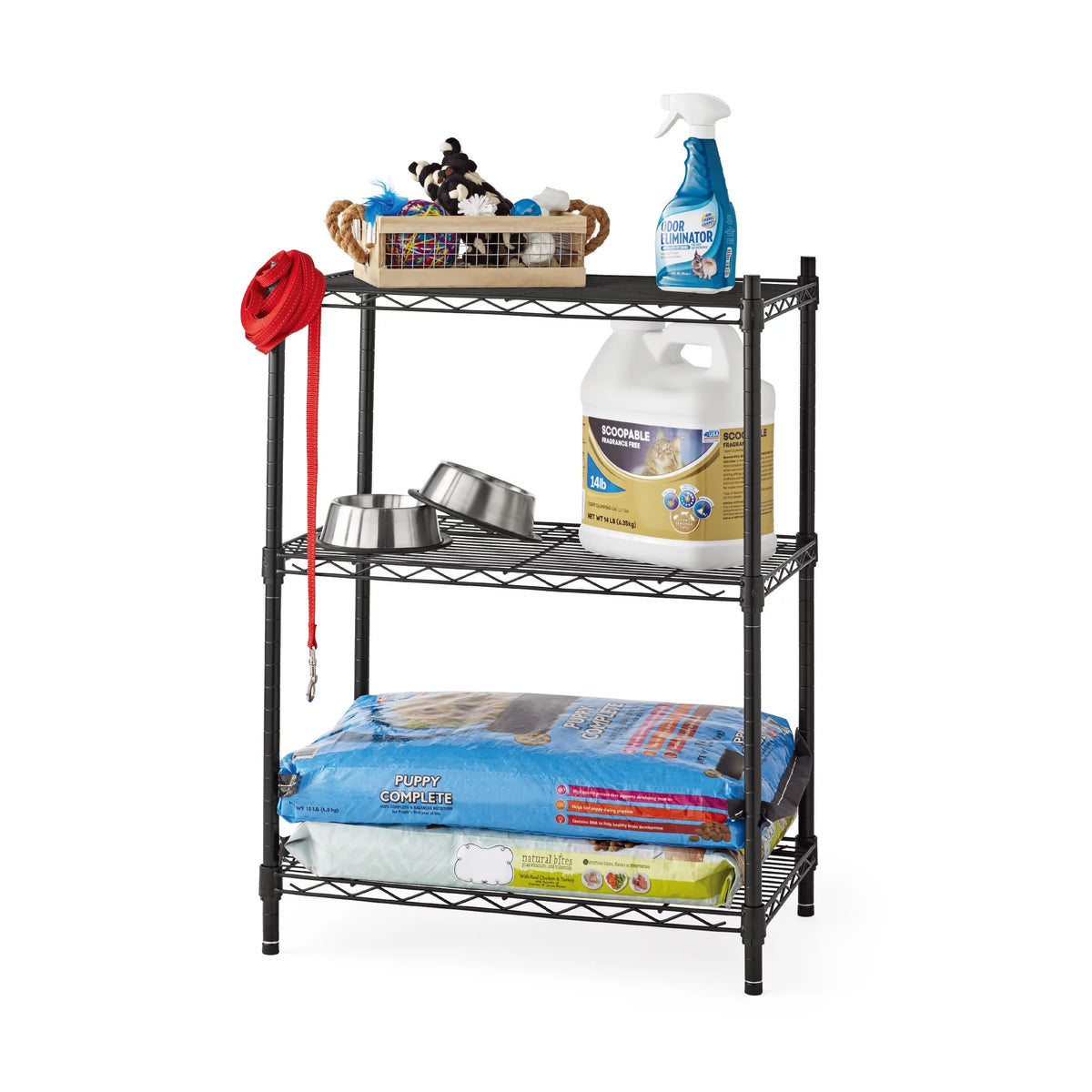 Steel 3-Tier Storage Shelf Unit Black H634107