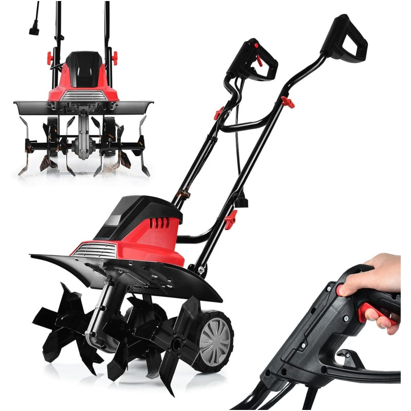 Electric Tiller 1500 W 400 RPM 22 CM 43 CM 6 Blades Foldable Handle Safety Button G96532
