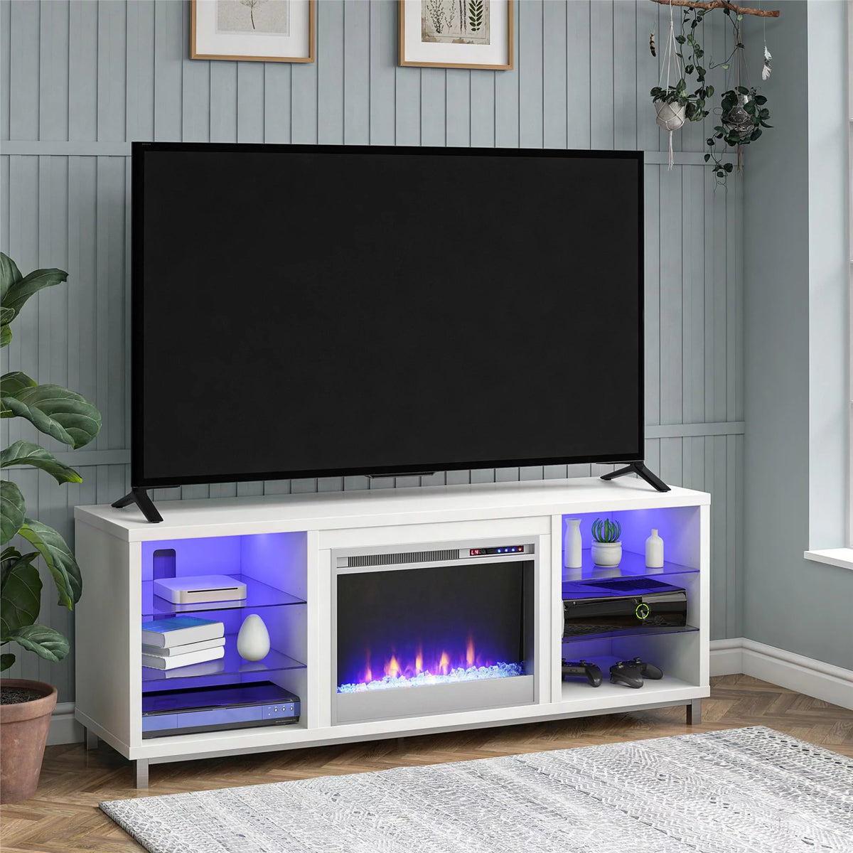White Fireplace TV Stand E329