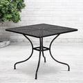 Square Black Steel Patio Table with Umbrella Hole N4529