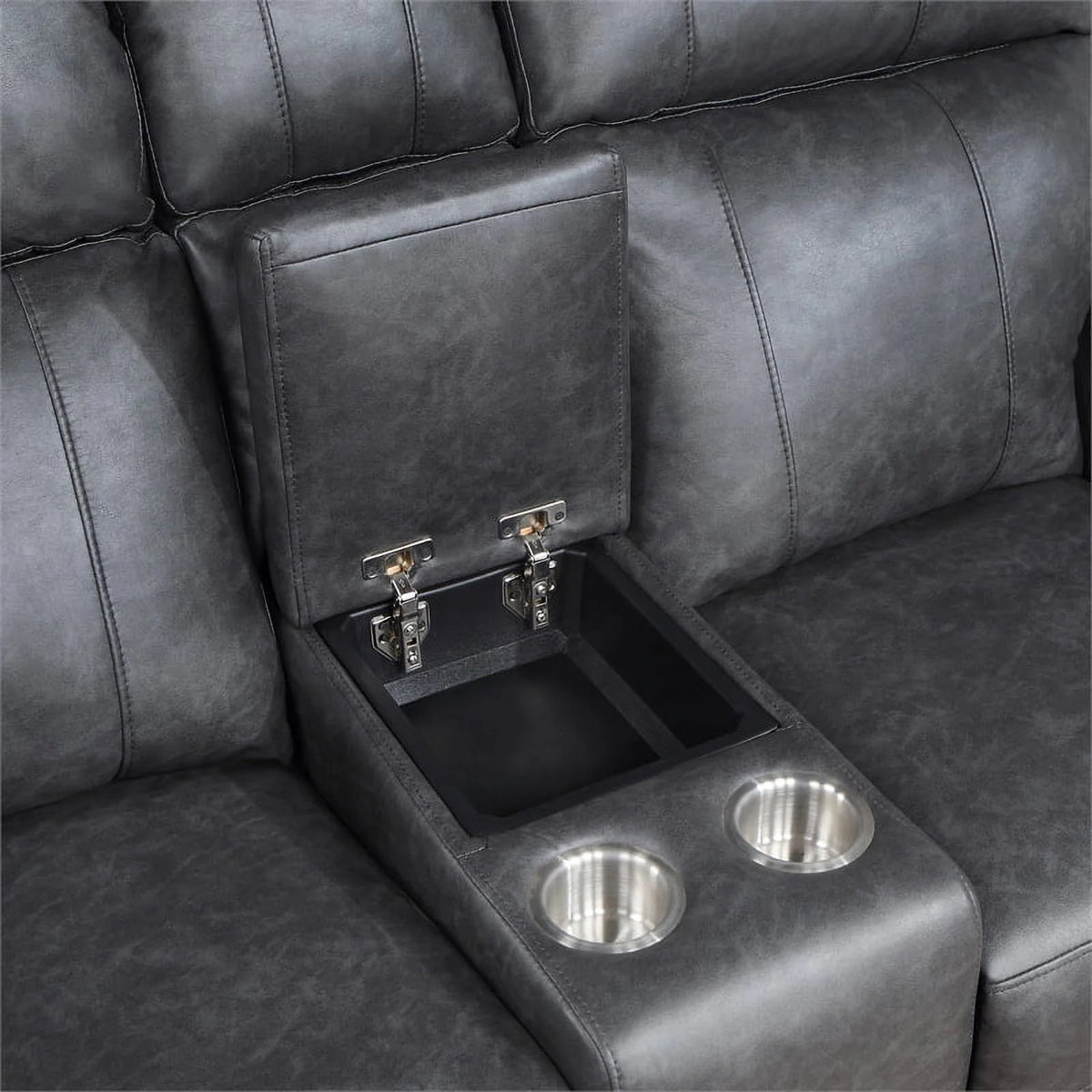 Gray Faux Leather Double Reclining Love Seat H3237