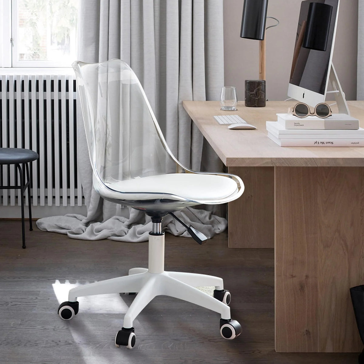 Adjustable 360 °Swivel Armless Computer Chair With Wheels H5587