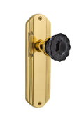 Polished Brass Crystal Black Glass Door Knob Q105