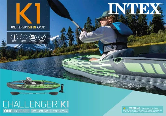 Inflatable Single Person Kayak Set with Pump E523952