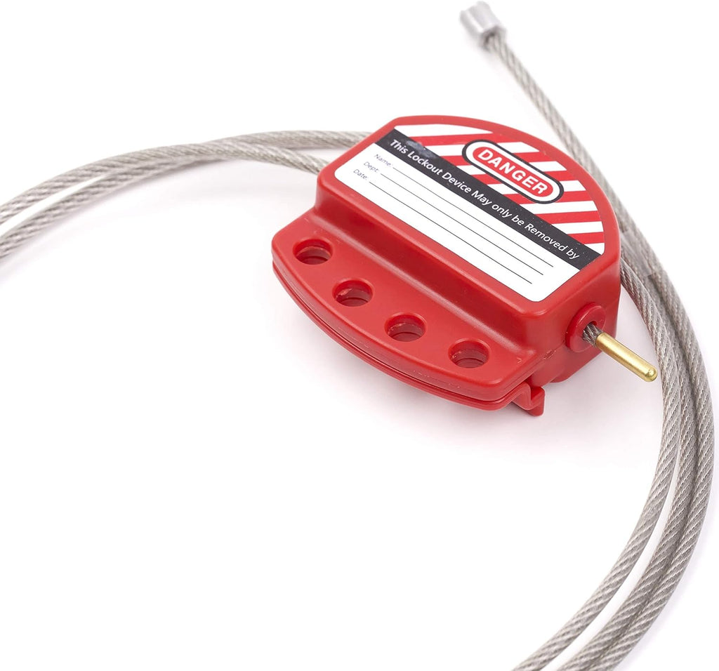 6 ft Adjustable Steel Cable Lockout Tagout Lock with Vinyl Coating R4748